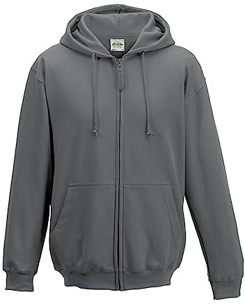AWDis Just Hoods Men's Zoodie Hoodie, Grey (Steel Grey), Large