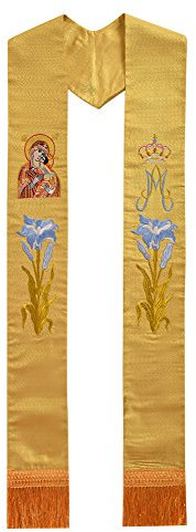 BLESSUME Erwachsene Kirche Klerus Stola, Goldene Stickerei Pastor Wendestola