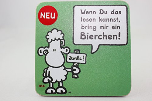 Sheepworld - 45464 - Untersetzer Nr. D14, Schaf, Wenn Du das lesen Kannst, Bring Mir EIN Bierchen!, Kork, 9,5cm x 9,5cm