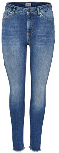 ONLY Damen Onlblush Mid Ank Raw Rea1303 Noos Jeans, Dark Blue Denim, S / 32L EU