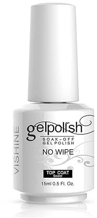 Vishine No Wipe Top Coat Gel Nail Polish Soak Off UV LED Gel Nail Varnish Long lasting Manicure Foundation Sealer 15ml (No Cleanse)