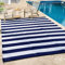 FH Home Outdoor Camping-Teppich - wasserfest, farbecht, wendbar - recycelter Premium-Kunststoff - Gestreift - Terrasse, Veranda, Wohnmobil – Brittany Stripe - Blau & Weiß - 270 x 360 faltbar