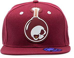 Nuke Guys Snapback Cap Cherry Bomb, Premium 6 Panel Snapback Straight Cap, Unisex Kappe, Mütze mit hochwertiger 3D Stickerei und Snap Verschluss, rot/weiß