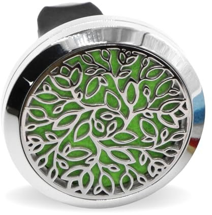 Zen’Arôme Diffuseur de Parfum pour Voiture Clip’Arôme, Désodorisant Voiture Pour Parfum et Huile Essentielle, Acier Inoxydable, Clip sur Grille de Ventilation, Motif VerTige + 5 Buvards Réutilisables