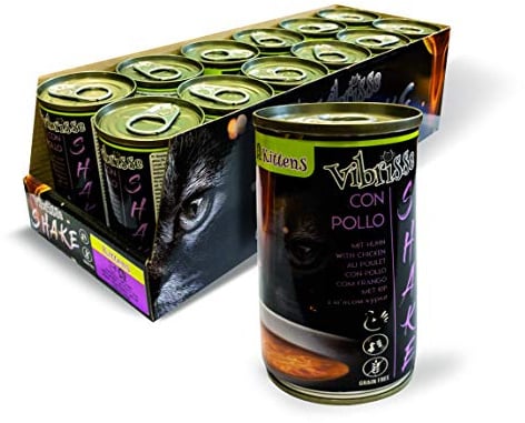 Croci Vibrisse Shake Kitten - Nassfutter für Katzen mit Huhn, Ergänzendes feuchtigkeitsspendendes Futter für Kätzchen, 12 Dosen x 135 g, 1620 ml