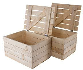 3er Set neue Holztruhe natur *klein* - helle unbehandelte Truhe - Obstkiste Holzkiste Wäschetruhe Schatzkiste Sitztruhe 48x36x28cm