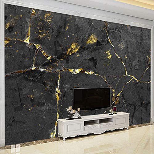 BYSQX Vlies Fototapete 3D Effekt Schwarz Gold Marmor Muster Vliestapete - Wandtapete Für Wohnzimmer Schlafzimmer Büro Flur Tapete Kinderzimmer Jungen Mädchen Wandtapete 300X210Cm