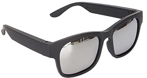 BTER Gafas Inteligentes, Gafas de Sol de Audio Inalámbricas Bluetooth 5.0, Cancelación de Ruido Estéreo, Música de Oreja Abierta, Llamadas Manos Libres, Gafas de Sol con Auriculares(Gris-Plata)