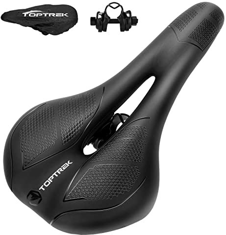 toptrek Fahrradsattel Herren & Damen, MTB Sattel mit Memoryschaum, Fahrrad Sattel Bequem Weiche, Hohl Ergonomisch Atmungsaktiv Fahrradsitz