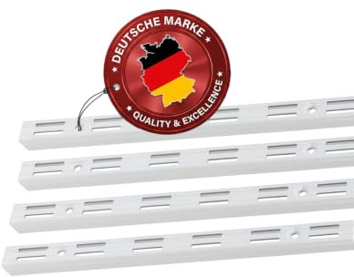 siwitec Wandschienen zweireihig Regalschienen Stahl weiss 500x50mm 4er-Set | Basis für U-Träger und Regalhalter, flexible Höhenwahl durch zweireihiges Lochbild, erweiterbar mit Zubehör