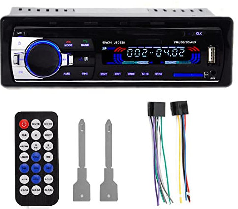 VIGORTHERIVE Radio de Coche estéreo 520 Bluetooth Auto Radio con Control Remoto 12V en el Tablero 1 DIN Coche MP3 Reproductor Multimedia Conector ISO con FM/USB/SD/AUX