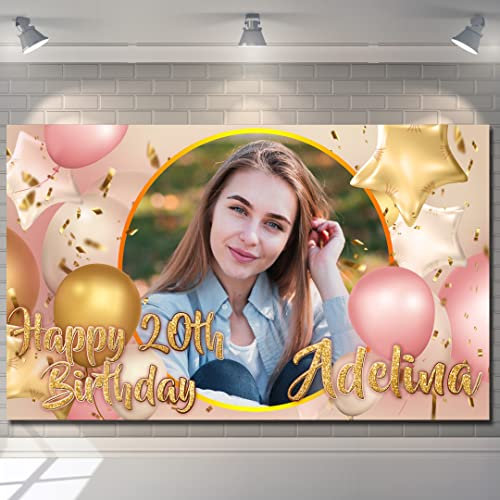 Happy Birthday Backdrop Background Banner Photo Personalised Rose Gold Sign Poster Fabric Glitter Cloth Curtain Party Decorations man woman kids