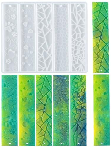 Nifocc Marque-page en résine - Moule en silicone avec 5 rainures différentes - Forme de plume - Marque-page - Moule en résine - Moules de coulée - Pour bricolage, bricolage, bijoux, style 1