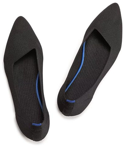 Womens Pointed Toe Ballet Flat Knit Dress Shoes Low Wedge Flat Shoes Comfort Slip On Flats Shoes for Woman Classic Softable Shoes Black