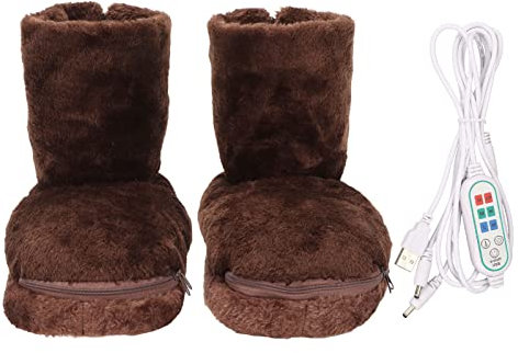 Winter Heated Foot Warmer Boots, Electric Heated Shoes, USB Rechargeable Thermal Heating Shoes Warmer, Winter Booties Slipper for Keeping Feet Warm (Brown)