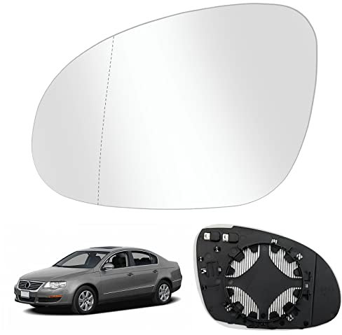 Spiegelglas Ersatz für VW Passat B6 2007-2011, Ersatz für Golf MK5 2003-2008, Außenspiegel Glas Asphärisch Verstellbar Geeignet Ersatz für Jetta 5 2006-2011, Umkehrlinse Rückfahrglas Spiegel (Links)