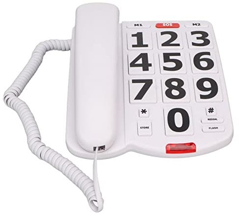 Telefono Fisso Amplificato per Anziani con Pulsanti Grandi, Composizione One Touch per Non Vedenti, Telefono con Cavo Facile da Usare con Altoparlante per Non Udenti, Volume