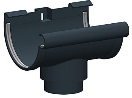 4 Home & Garden | Rinnenstutzen Ablauf Stutzen mit Dichtung | Kunststoff PVC Anthrazit | Dachrinnensystem RG 100 Typ 300 Fallrohr DN 60