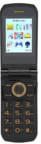 K21 2G Senior Flip Phone débloqué, écran Tactile 2,4 Pouces Senior Flip Phone, Téléphone Portable Flip avec Gros Bouton, Lampe de Poche, pour Personnes âgées (Or)