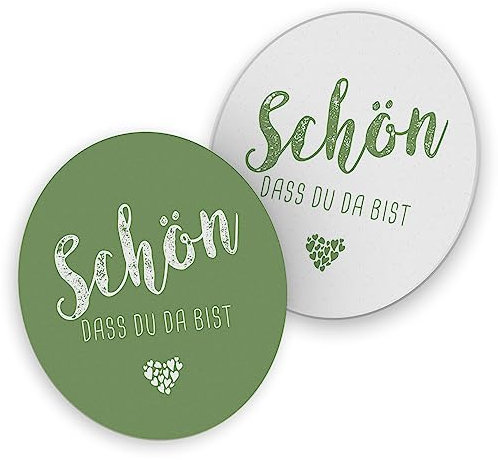itenga 40x Bierdeckel Untersetzer Schön DASS du da bist rund 10,7 cm Tischdeko für Veranstaltung Gäste Feier (grün)