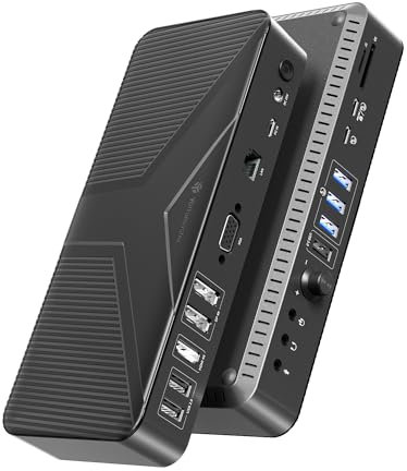Docking Station,Yottamaster 20 in 1 Hub USB C Uscite 4K@60Hz HDMI/DP/VGA,10Gbps Porta di Ricarica PD60W & 18W/RJ45/3.5mm Audio + Microfono + 2-in-1/ USB-A/USB-C/SD/TF Compatibile con MacOS/Windows EU