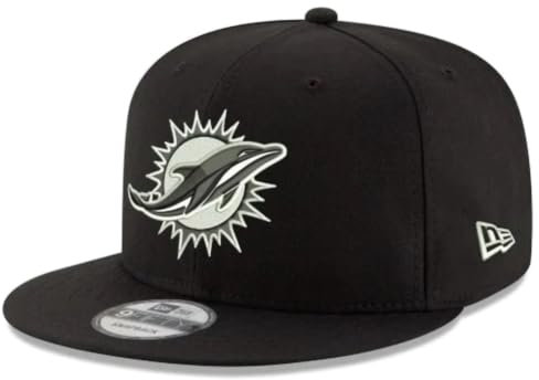 New Era NFL 9FIFTY Black White Adjustable Snapback Hat Cap One Size Fits All, Miami Delfine, Einheitsgröße