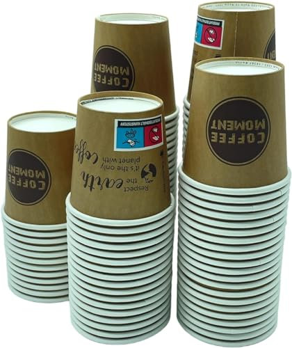 vienberg 100 tazas de café desechables de papel duro, 100 ml, resistentes, vasos de papel, vasos desechables para café