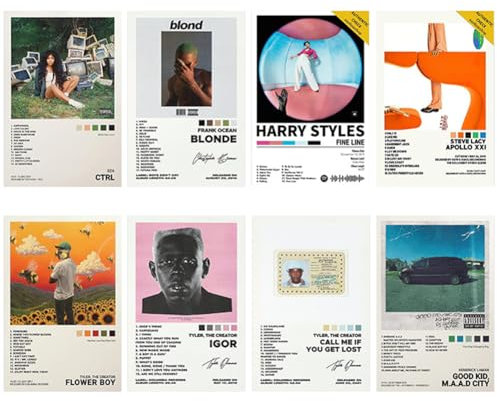 Hilloly 8 PCS Styles Poster, Styles Album Cover Poster, Frameless Wall Decor Singer Posters Canvas Prints Aesthetic Room Decor Cool Wall Art Vintage for Music Fans