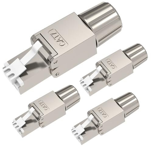 Zevmi RJ45 Stecker Cat7 Cat6A Werkzeuglos: 4 Stück Netzwerkstecker - 10 Gbps 600MHz Ethernet Stecker, Lan Stecker Buchse, Steckverbinder für Netzwerkkabel Verlegekabel