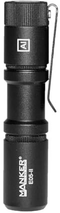 Manker E05 II Compact EDC Flashlight, High Density 1300 Lumens White LED Emitters, Power by 14500 or AA, Eeay to Carry, for Camping, Hiking (Black, Excluded Battery)