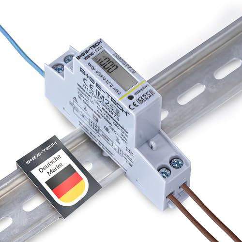 1-Phasen Stromzähler Hutschiene MID geeicht [WS50-1221-MID25]– Digitaler Wechselstromzähler mit LCD, S0-Schnittstelle, 50A, für Balkonkraftwerk & Photovoltaik – Stromverbrauch Messgerät