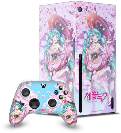Head Case Designs Licenza Ufficiale Hatsune Miku Sakura Grafiche Pacchetto Console Da Gioco Wrap E Pelle Per Controller Compatibile con Xbox Series X