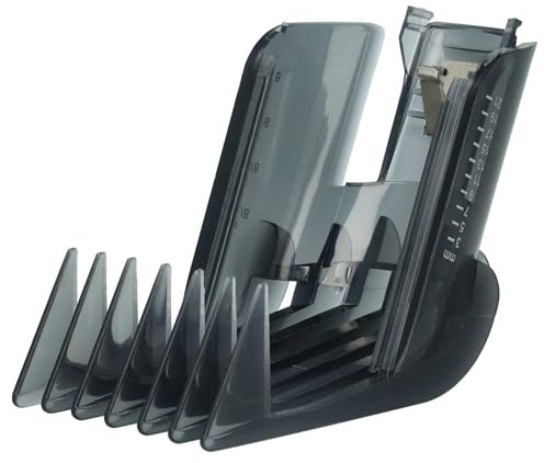 vhbw Kammaufsatz 3-21 mm (1/8 - 7/8) kompatibel mit Philips QC 5130 Haarschneider, Bartschneider - Ersatz-Kamm Grau, Transparent