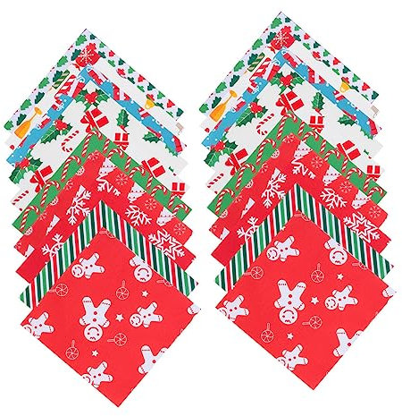 NUOBESTY 20stücke Teiliges Baumwoll-stoffpaket Für -nähprojekte Weihnachts-patchwork Mit Verschiedenen Mustern Für Kreative Bastelarbeiten Und Festliche Dekorationen