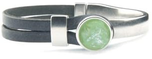QOSS Armband GWEN vintage schwarz Stein kiwi rund Größe S