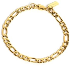 UNSHINEBAR Elegantes Figaro Armband für Herren und Damen - Streetwear Figaro Armband aus Edelstahl und 18K Gold - Wasserfestes Armband in 5mm Breite (19.5cm, Gold)