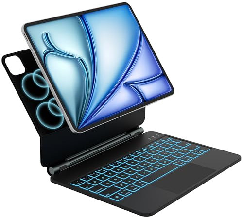 Otuoor Funda de teclado para iPad Air de 11 pulgadas 2024 (M2) y iPad Air de 4/5ª generación con teclado, iPad Pro de 11 pulgadas (4ª/3ª/2ª/1ª) Gen 2022, soporte mágico, panel táctil de vidrio AG