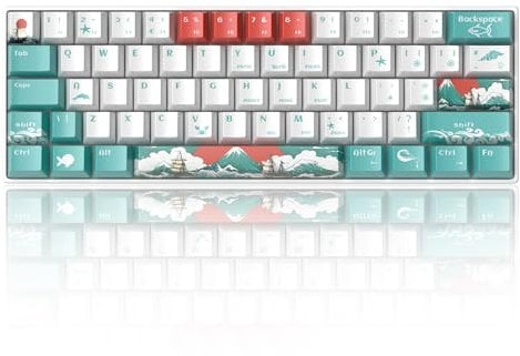 MageGee MK-STAR61 60% Mechanical Keyboard UK Layout, Hot-Swappable RGB Compact Wired Gaming Keyboard with 5-Sided Dyed Keycaps, Pre-Lubed Switches, EVA Silencer Foam, NKRO for Mac/Win (Waves)