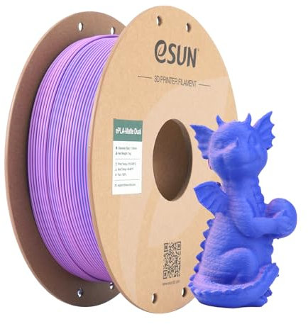 eSUN Matte Dual Colour Filament, Matte PLA Filament 1.75mm, glanzfreie Farbe, gefrostete Textur, 1KG Spule (2.2 LBS) 3D Druck Filament für 3D Drucker, Violett Blau