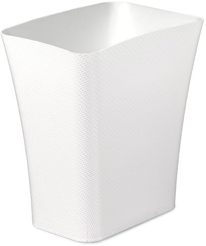 Clorox Textura Slim - Cubo de basura pequeño de 3.1 galones para espacios estrechos, cubo de basura de plástico delgado para baño, dormitorio u oficina, color blanco