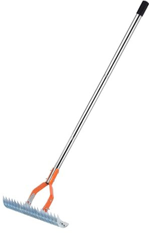 Thatch Rake, Lawn Rake, Dethatcher Rake, Rakes for Lawns, Lawn Thatch Remover, Turf Maintenance Rake, Lawn Care Tools, Heavy-Duty Soil Rake with Ergonomic Handle for Weeding, Seeding 1.2/1.6m