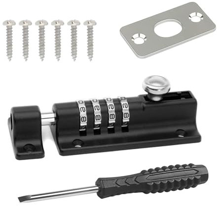 Door Lock - Combination Lock 4 Digit Sliding Lockable Padbolt 120mm Heavy Duty Stainless Steel Gate Lock with Anti-Tamper Screws Security Keyless Latch Bolt Lock for Sheds, Cabinet, Bedroom Door Lock