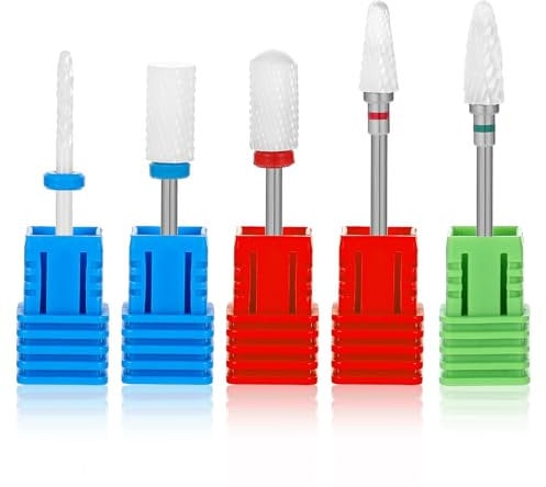 Wanmu Ceramic Nail Drill Bits, 3/32'' Professional Acrylic Nail File Drill Bit Set Fast Remove Acrylic or Hard Gel Nail Drill Bit for Manicure Pedicure Salon Professional or Beginner
