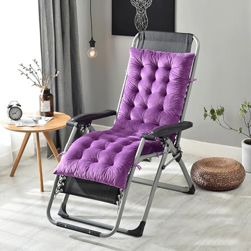 Chaiselongue Kissen Outdoor Indoor mit Bändern hochwertige getuftete Polster Sofamatte für Terrassen Liegestuhl Schaukelstuhl (63 x 20 Zoll lila)