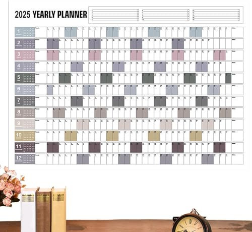 Gvblkq Yearly Planner 2025, 2025 Wall Calendar, Annual Year Calendar With Stickers, Horizontal Planner Calendar, Thick Paper Poster Calendar, Home Decoration Calendar, Schedule Organizer Planner, Cal