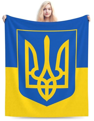 Flanell-Fleecedecke mit ukrainischer Flagge, weich, gemütlich, warm, Überwurfdecke, leichte Decke für Zuhause, Couch, Bett, Sofa, 203 x 152 cm