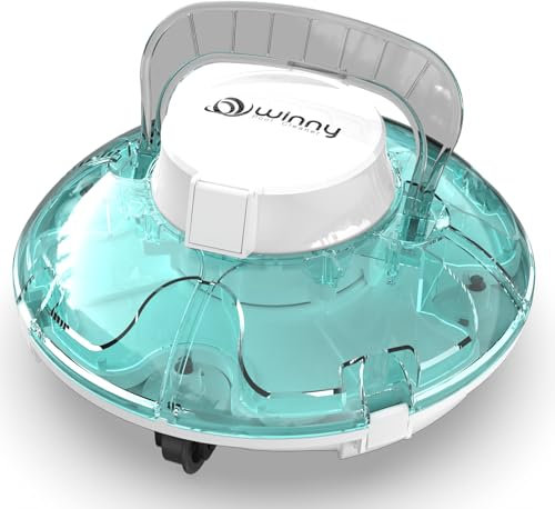 WINNY POOL CLEANER Winny 200 Limpiafondos Piscina, Inalámbrico Robot Limpiafondos Piscina, 75Min Autonomía, Piscinas Desmontables 60m², Doble Filtración, Estacionamiento Auto(Verde Claro Blanco)