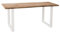 Liadomo Esstisch 180x90 Isa Natur, Baumkantentisch, Akazie Massivholz Tisch, 26mm Tischplatte Lackiert, Robust & Pflegeleicht, Unikat, U-Gestell Metall weiß