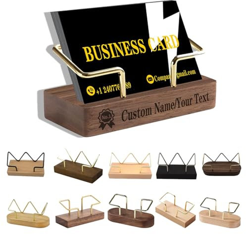 Personalisierter Visitenkartenhalter für den Schreibtisch, personalisierbar, aus Holz, Visitenkartenhalter für Büro, Schreibtisch, Visitenkartenständer