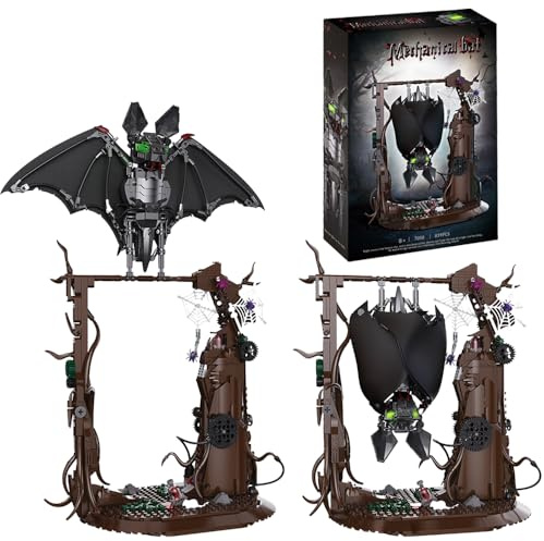 Mechanische Fledermaus Bauset, 839 Klemmbausteine Steampunk Gothic Design, Bewegliche Flügel, MOC Konstruktionsspielzeug Herausforderndes Hobby & Deko Highlight für Fantasy Fans